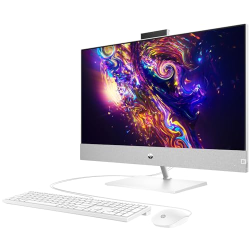 HP Pavilion 27 All-in-One, 27" FHD Screen, AMD Ryzen 5 5625U, 32GB RAM, 1TB SSD, Webcam, HDMI, Wi-Fi 6, Wired Keyboard & Mouse, Windows 11 Home, White