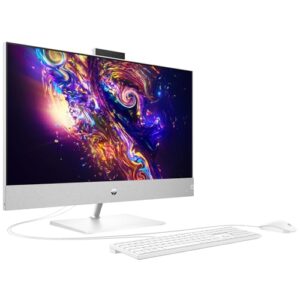 HP Pavilion 27 All-in-One, 27" FHD Screen, AMD Ryzen 5 5625U, 32GB RAM, 1TB SSD, Webcam, HDMI, Wi-Fi 6, Wired Keyboard & Mouse, Windows 11 Home, White