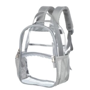 clekegbag clear plastic backpack - see through transparent bag for school, work & travel - heavy duty waterproof design (grey)