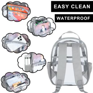 CLEKEGBAG Clear Plastic Backpack - See Through Transparent Bag for School, Work & Travel - Heavy Duty Waterproof Design (Grey)