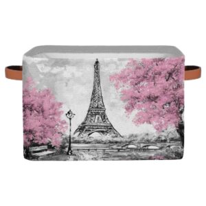 shelf storage basket french paris eiffel tower canvas large storage collapsible organizer toy boxes clothes laundry storage bins cubes with handles for closet bedroom nursery home office 1 pack