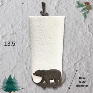 Paper Towel Holder with Standing Bear Design - Cast Iron Rustic Cabin Lodge Dining Kitchen Décor