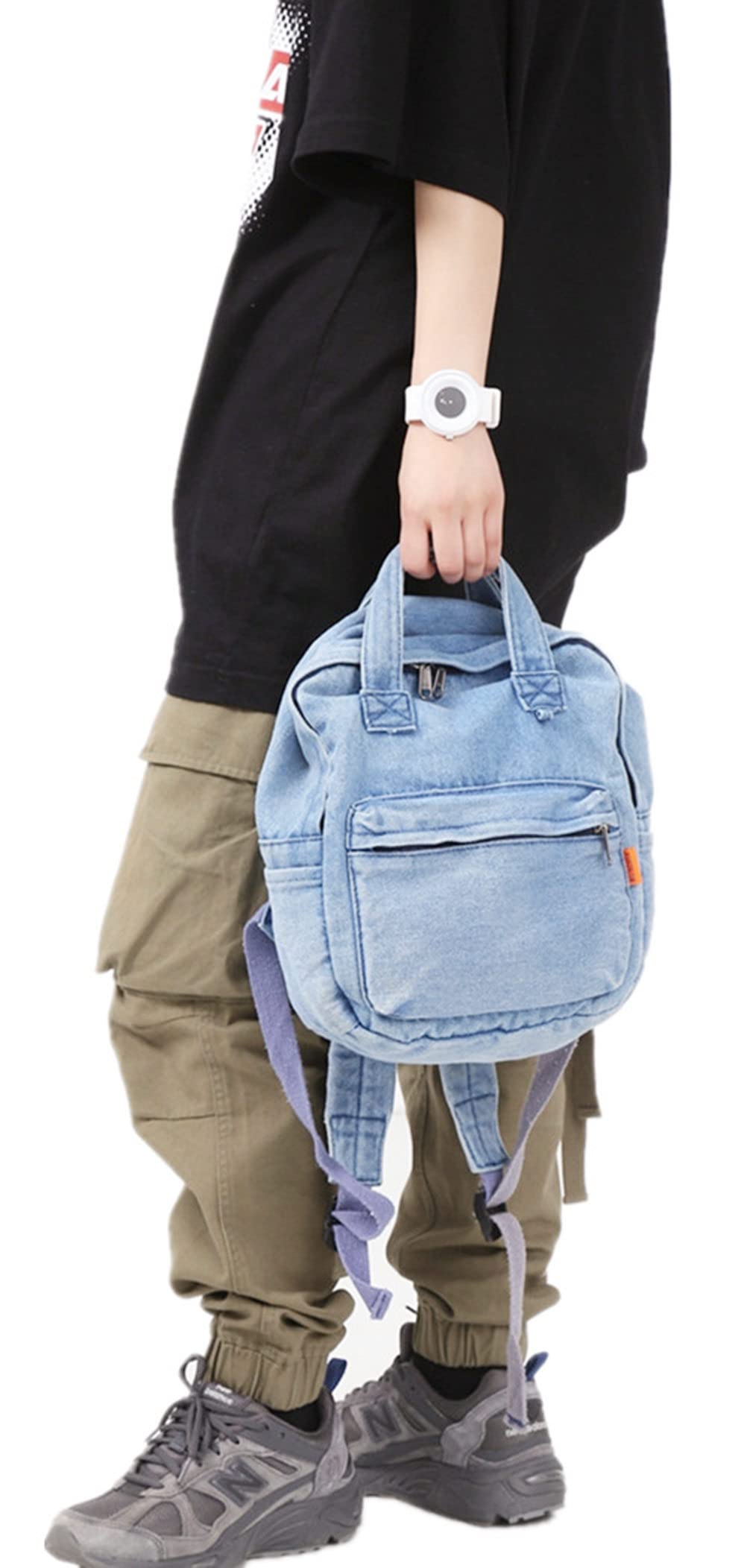 MaxxCloud Vintage Denim Rucksack Mini Jeans Backpack Satchel Hiking Daypack Travel Bag Small Handbag Purse (585)