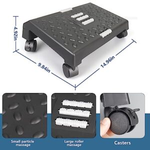 Foot Rest for Under Desk with Massage Surface and Rollers, Ergonomic Foot Stool with Casters Relieving Pressure for Office Home