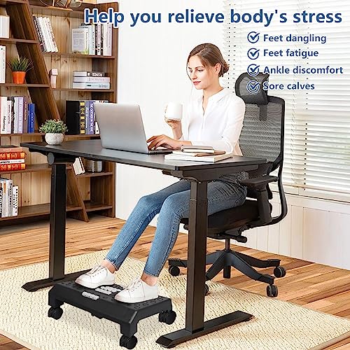 Foot Rest for Under Desk with Massage Surface and Rollers, Ergonomic Foot Stool with Casters Relieving Pressure for Office Home