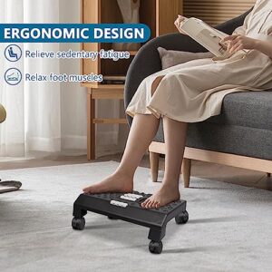 Foot Rest for Under Desk with Massage Surface and Rollers, Ergonomic Foot Stool with Casters Relieving Pressure for Office Home