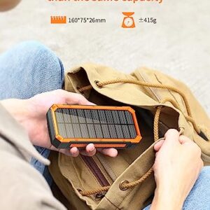 Power-Bank-Solar-Charger - 30000mAh Solar Power Bank, PD 20W Fast Charger,Drop-Proof Waterproof Dustproof Built-in LED Flashlight for iPhone, Tablet, Samsung and More USB Device(Orange)