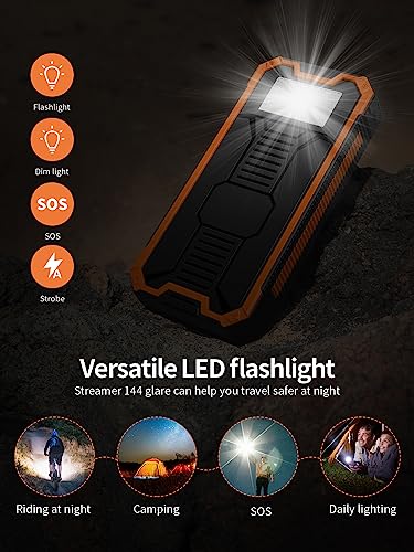 Power-Bank-Solar-Charger - 30000mAh Solar Power Bank, PD 20W Fast Charger,Drop-Proof Waterproof Dustproof Built-in LED Flashlight for iPhone, Tablet, Samsung and More USB Device(Orange)