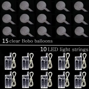 10 PACKS LED Bobo Balloons, Clear Light Up Balloons,Helium Glow Bubble Balloons with String Lights for Party Birthday Wedding Quinceanera Decorations (Cold White)