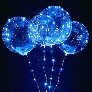 10 PACKS LED Bobo Balloons, Clear Light Up Balloons,Helium Glow Bubble Balloons with String Lights for Party Birthday Wedding Quinceanera Decorations (Cold White)