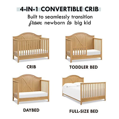 Davinci Sawyer Farmhouse 4-in-1 Convertible Crib in Honey, GREENGUARD Gold Certified