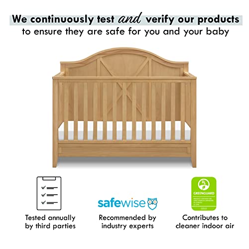 Davinci Sawyer Farmhouse 4-in-1 Convertible Crib in Honey, GREENGUARD Gold Certified