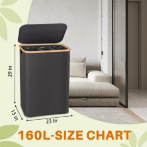 BLACK 160 L Extra Large Laundry Hamper with Lid (Dark Grey, 160L)