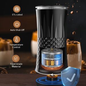 Milk Frother, Ausyle 4-in-1 Electric Milk Frother and Steamer, Non-Slip Stylish Design, Hot & Cold Milk Steamer with Temperature Control, Auto Shut-Off Frother for Coffee, Latte, Cappuccino, Macchiato