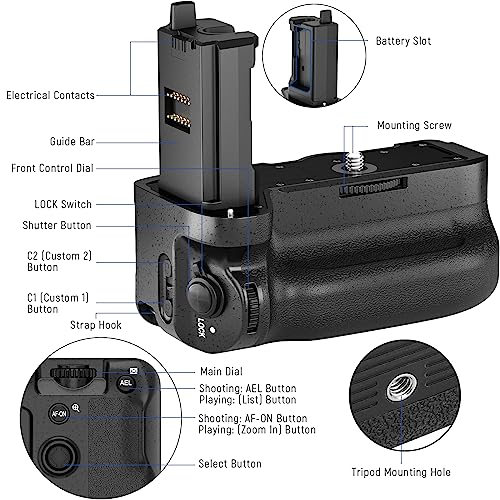 NEEWER Vertical Battery Grip Replacement for VG-C4EM with Two NP-FZ100 Batteries & Charger Kit, Compatible with Sony A7R V A7R IV A9 II A7 IV A7S III A1, BG A7IV