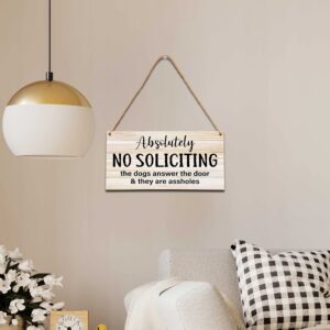 No Soliciting Sign For Front Door, Do Not Knock or Ring Doorbell Wooden Sign, Baby Room Nursery House Bedroom Rustic Hanging Sign, House Warming Gift, Set of 1 Wooden Sign with Rope -A09