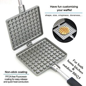 Waffle Maker [ Made in Japan ] Has Nonstick Coating, 5.43 x 5.42 inch Portable DIY Waffle Maker for Kitchen and Camping