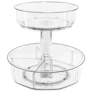 bienvoun 2 tier lazy susan organizer turntable clear spice rack organizer for cabinet height adjustable cabinet organizer for pantry kitchen clear