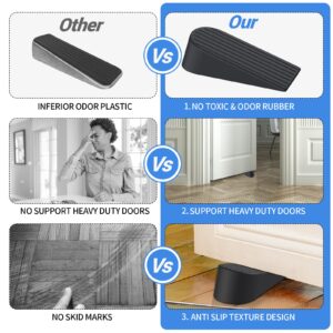 Big Door Stopper, 2 Pack Extra Large Rubber Door Stoppers for Bottom of Door, High 1.9 Inches Rubber Door Stops for All Floor Surfaces, Non-Scratching Doorstops Wedge are Non-Slip＆Sustained (2 Pack)