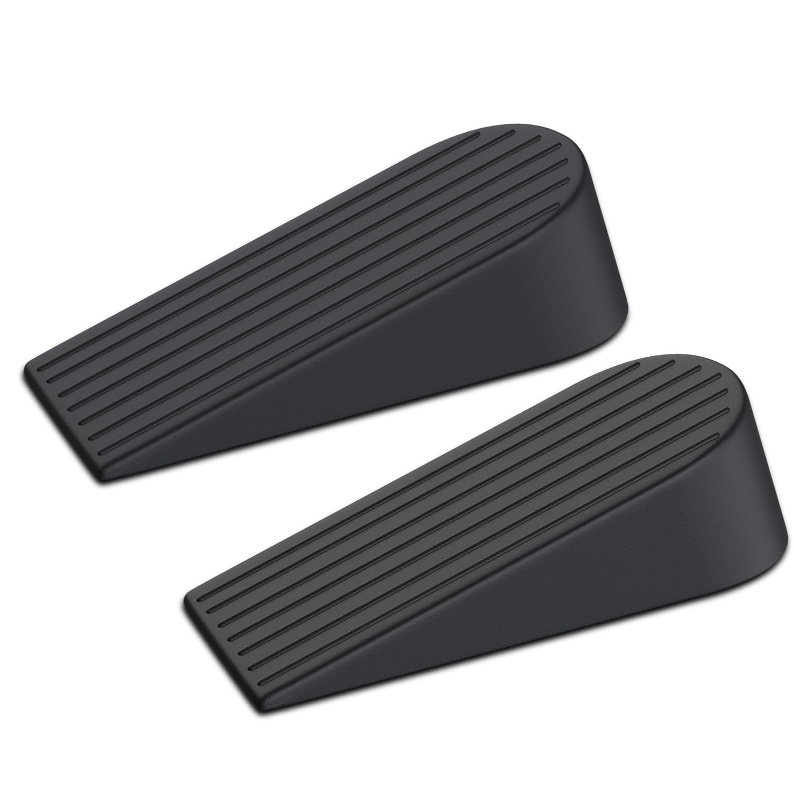 Big Door Stoppers, 2 Pack Big Door Stoppers for Bottom of Door on Floor, Big Door Stops for Tile Floor, Sturdy, Stack able Carpet, Heavy-Duty Door (Black)