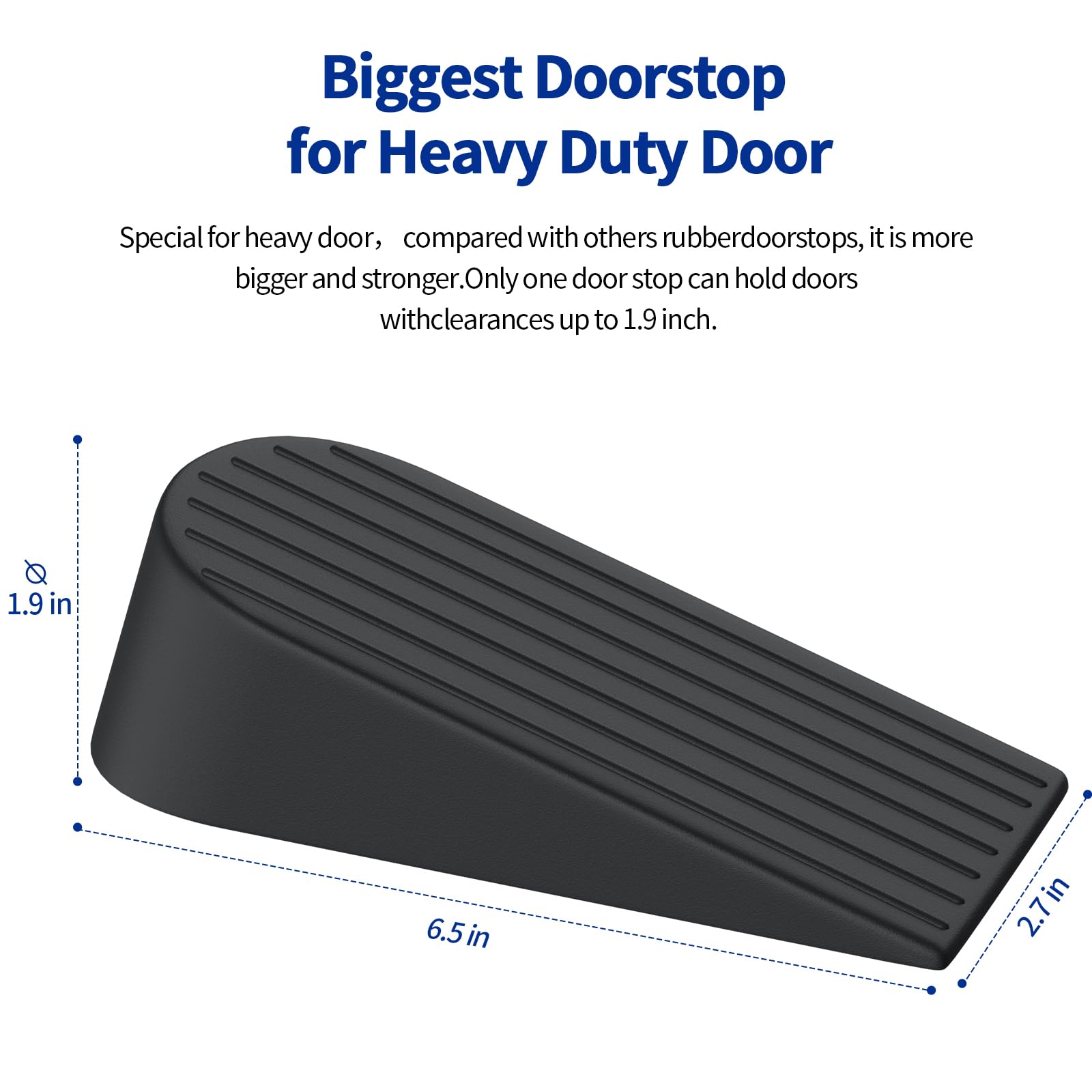 Big Door Stoppers, 2 Pack Big Door Stoppers for Bottom of Door on Floor, Big Door Stops for Tile Floor, Sturdy, Stack able Carpet, Heavy-Duty Door (Black)