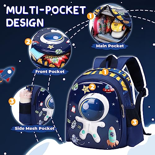 PIG PIG GIRL Toddler Backpack for Girls Boys Cute Kids Backpack for Preschool Children,Blue Astronaut