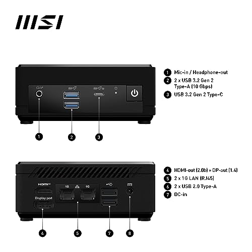 MSI Cubi N ADL Mini PC: Intel Pentium N200, Wi-Fi, Thunderbolt Type-C, Black, Non-OS/Barebone: ADL-019BUS