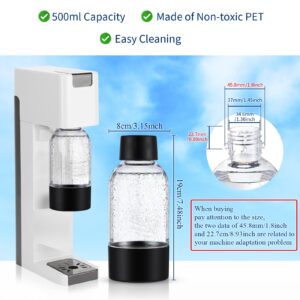 meekoo 4 Pcs Soda Carbonating Bottles Clear Soda Maker Bottle Plastic Soda Bottle Compatible with Isoda Drinkmate Maker for Kitchen Home Party Carbonated Drinks Beverages (0.5 Liter)