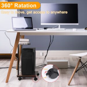 DAMEING Computer Tower Stand, 2-Tier CPU Holder PC Floor Stand, Mobile PC Tower Stand with Lockable Wheels and Wire Storage Basket, Fits Most Gaming PC Printer Under Desk for Office Home