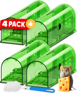 motel mouse humane no kill live catch and release mouse traps, reusable with cleaning brush - 4 pack