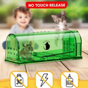 Motel Mouse Humane No Kill Live Catch and Release Mouse Traps, Reusable with Cleaning Brush - 4 Pack