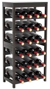 purbambo 24-bottle wine rack freestanding floor, 6-tier bamboo wine display rack storage shelf with table top for kitchen dining room bar cellar - brown