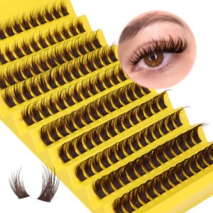 Brown Lash Clusters Individual Mixed Lengths Natural & Wispy Lash Extension DIY Brown Cluster Eyelashes 140Pcs (11C, 8-16MM)