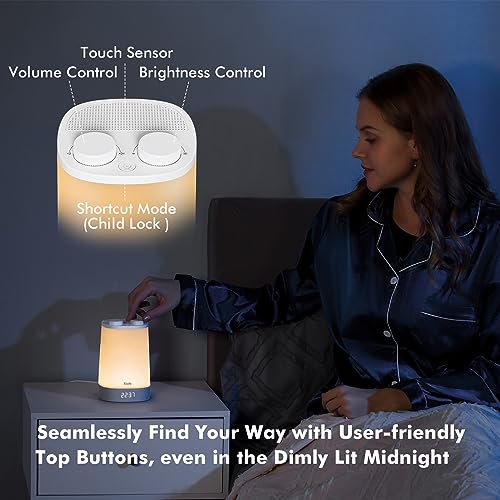 White Noise Sound Machines for Sleeping| OK to Wake Alarm Clock for Kids Adults Night Lights Nursery Essentials| Newborn Baby Girl Boy Registry| App Control Rain Shusher Soother Trainer| Bedroom Decor