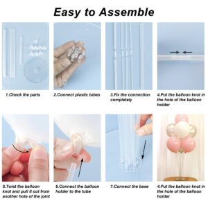 Rubfac 2 Sets Balloon Stands Kit Clear Balloon Stand for Table with Nano Glue, Balloon Holder for Birthday Party Wedding Festival Balloons Decorations