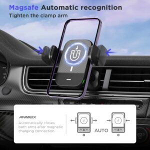 Anmeix for Magsafe Wireless Magnetic Car Charger Mount, Phone Wireless Magnet Car Charger Hands Free for Car Vent Fast Charging Mount Compatible with iPhone 14 13 12 Pro Max Series