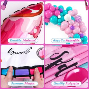 Keleno 127PCS Spa Party Supplies for Girls Makeup Birthday Decorations with Balloons Garland, Lipstick Kiss High Heels Foil Balloons, Backdrop, Tablecloth, Girls Women Slumber Pamper Spa Party Decor