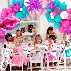 Keleno 127PCS Spa Party Supplies for Girls Makeup Birthday Decorations with Balloons Garland, Lipstick Kiss High Heels Foil Balloons, Backdrop, Tablecloth, Girls Women Slumber Pamper Spa Party Decor