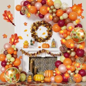 172pcs fall balloons arch garland kit with maple leaf orange burgundy brown confetti fall color balloons for fall birthday party baby shower decorations autumn thanksgiving friendsgiving supplies