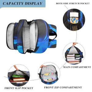 ALAZA 3d Basketball Crash Blue Lighting Wall Laptop Backpack Purse for Women Men Travel Bag Casual Daypack with Compartment & Multiple Pockets