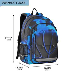 ALAZA 3d Basketball Crash Blue Lighting Wall Laptop Backpack Purse for Women Men Travel Bag Casual Daypack with Compartment & Multiple Pockets