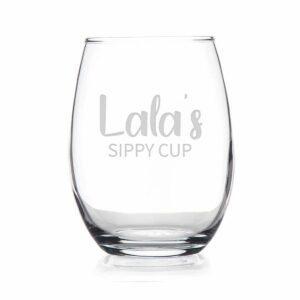 htdesigns lala's sippy cup stemless wine glass - mother's day gift lala wine gift - first time lala new lala gift - lala wine glass