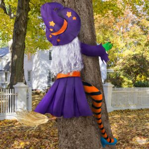 crashing flying witch halloween decorations (63''h), hanging into tree porch pole witches for outdoor front yard garden patio outside party decor