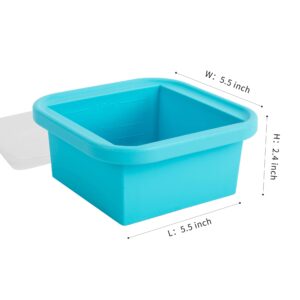 NAKTOW Silicone Freezing Tray with Lid - 2-Cup 4 Pack Freezer Containers,Make 1 Perfect Freezing,Storing Soups, Foods, Stews, Dips or Sauces Simple and Convenient Color Aqua