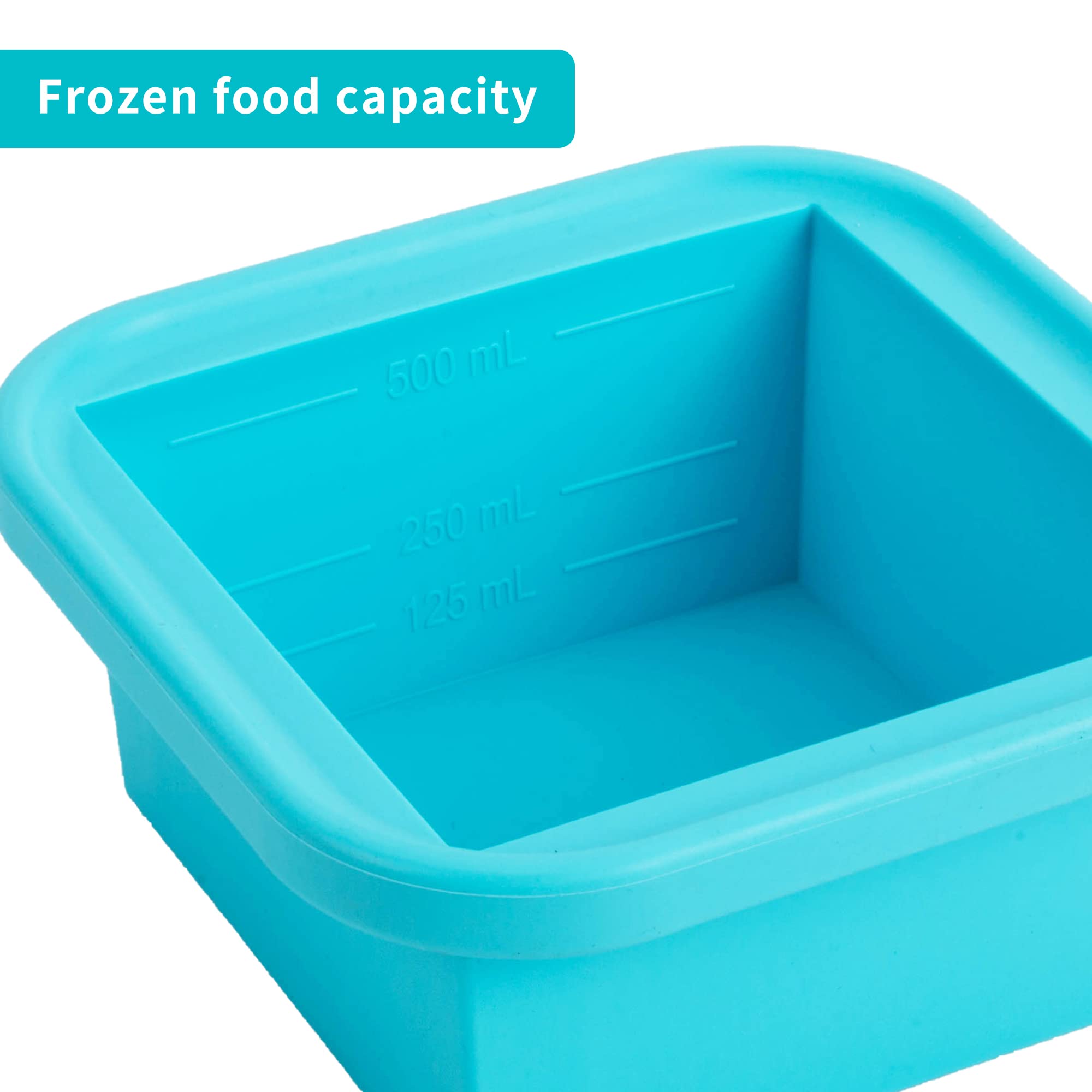 NAKTOW Silicone Freezing Tray with Lid - 2-Cup 4 Pack Freezer Containers,Make 1 Perfect Freezing,Storing Soups, Foods, Stews, Dips or Sauces Simple and Convenient Color Aqua