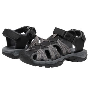 WOTTE Women's Closed Toe Sport Hiking Sandals Walking Outdoor Summer Athletic Sandals Size 8 Black/Grey