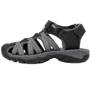 WOTTE Women's Closed Toe Sport Hiking Sandals Walking Outdoor Summer Athletic Sandals Size 8 Black/Grey