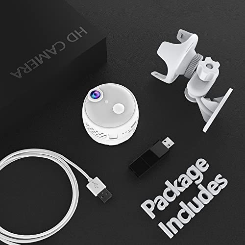 Mini Spy Hidden Camera 4K Indoor Small WiFi Wireless Nanny Cam Home Security Cameras Tiny Office Secret Surveillance Cams with 100 Days Standby Phone APP Human Detection Auto Night Vision (White)