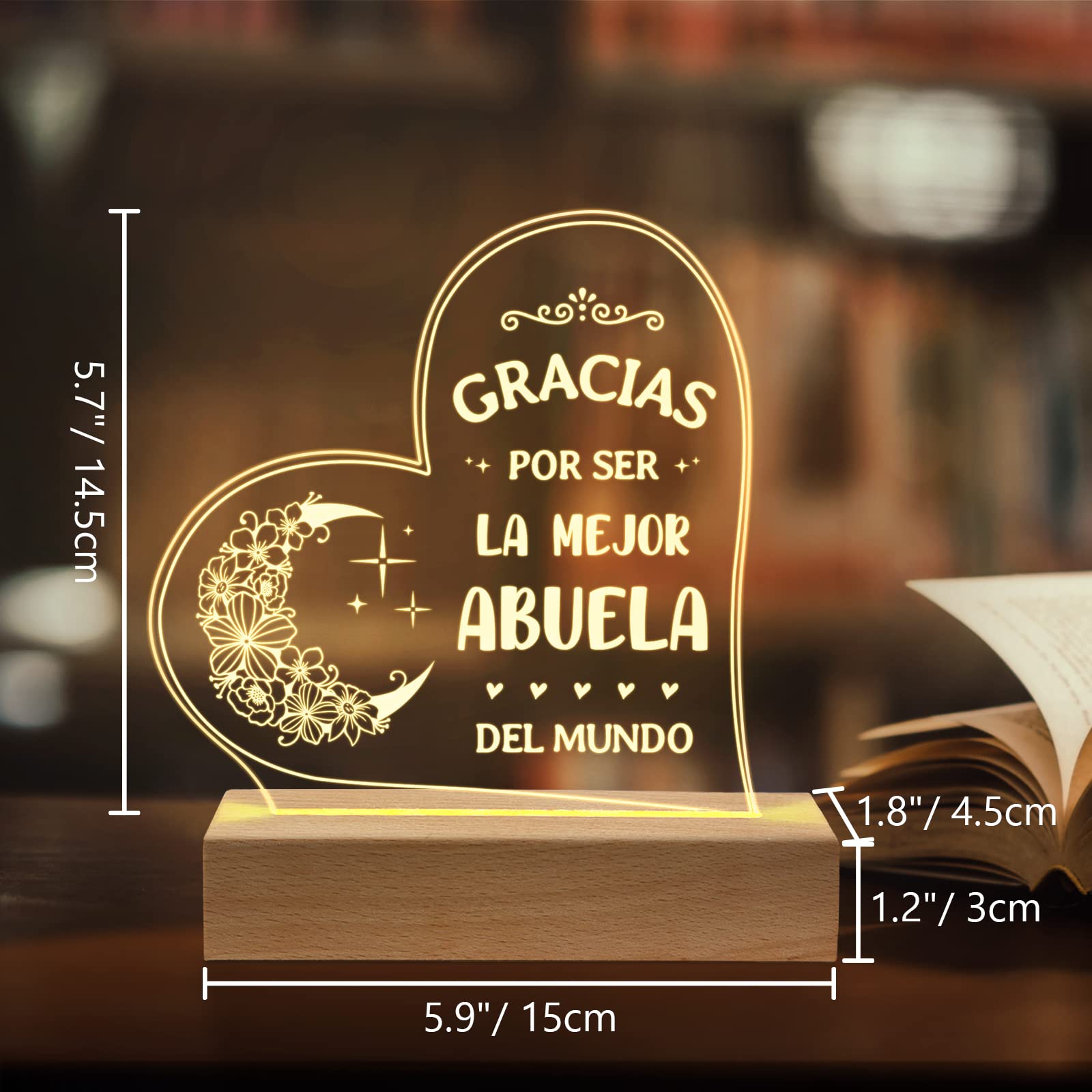 Mothers Day Gifts for Grandma in Spanish, Regalos para Abuela Acrylic Night Light, Spanish Grandma Birthday Gifts, Dia de la Madre Regalo para Abuela