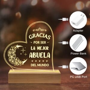 Mothers Day Gifts for Grandma in Spanish, Regalos para Abuela Acrylic Night Light, Spanish Grandma Birthday Gifts, Dia de la Madre Regalo para Abuela